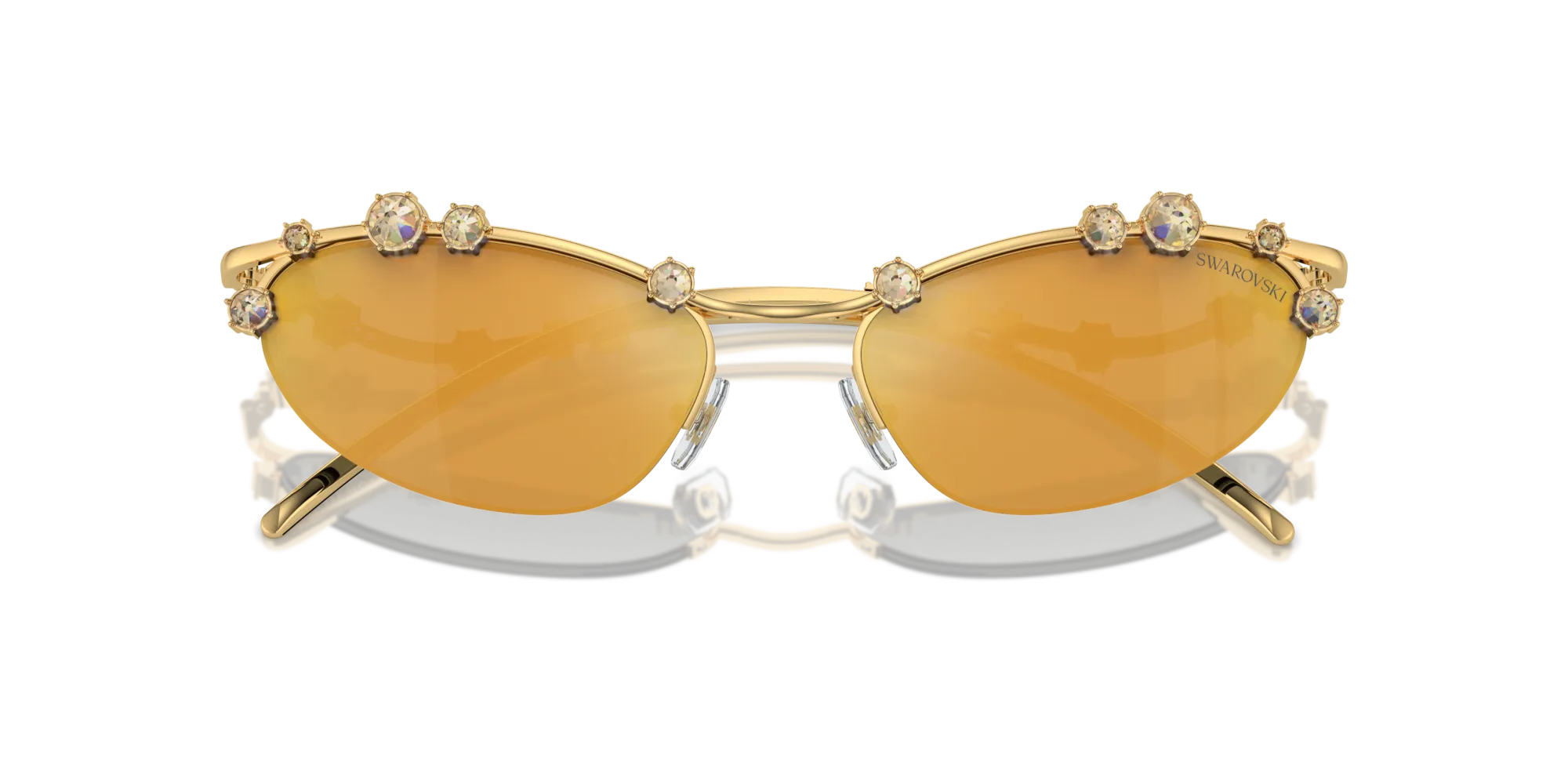 Swarovski SK7016 40047P Occhiali da sole Metallo Oro Marrone Rotonda Specchiate Specchiato - immagine 2