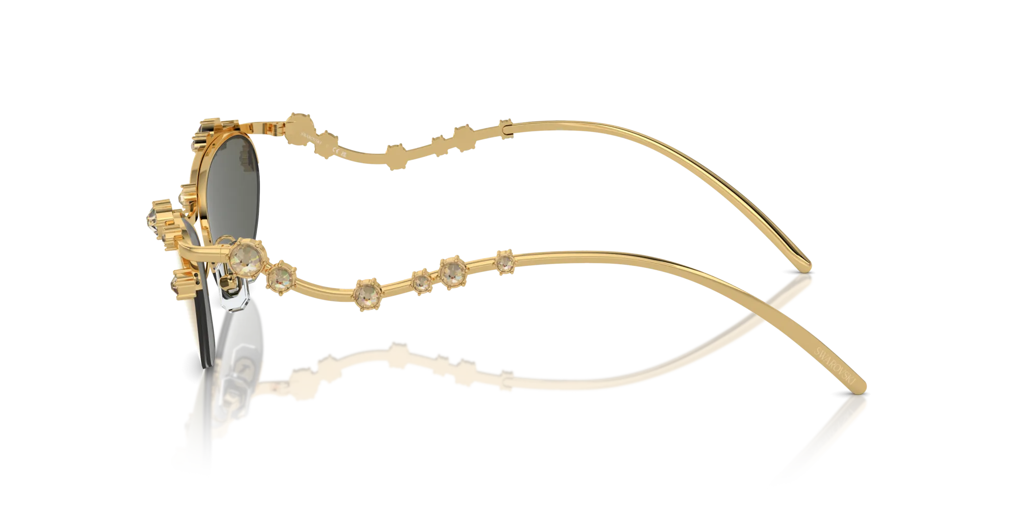 Swarovski SK7016 40047P Occhiali da sole Metallo Oro Marrone Rotonda Specchiate Specchiato - immagine 4