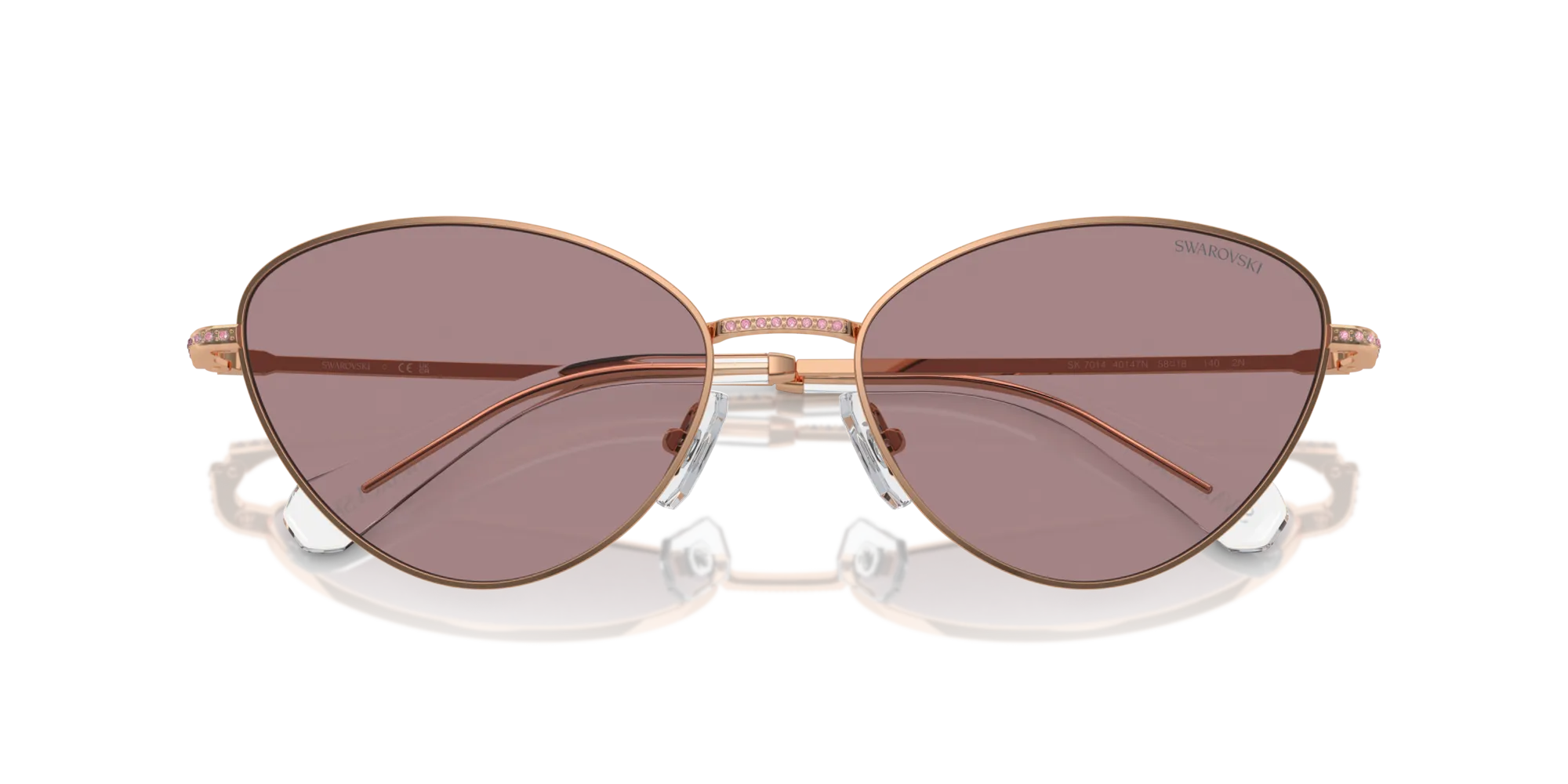 Swarovski SK7014 40147N Occhiali da sole Metallo Oro Marrone Cat Eye Normale - immagine 2