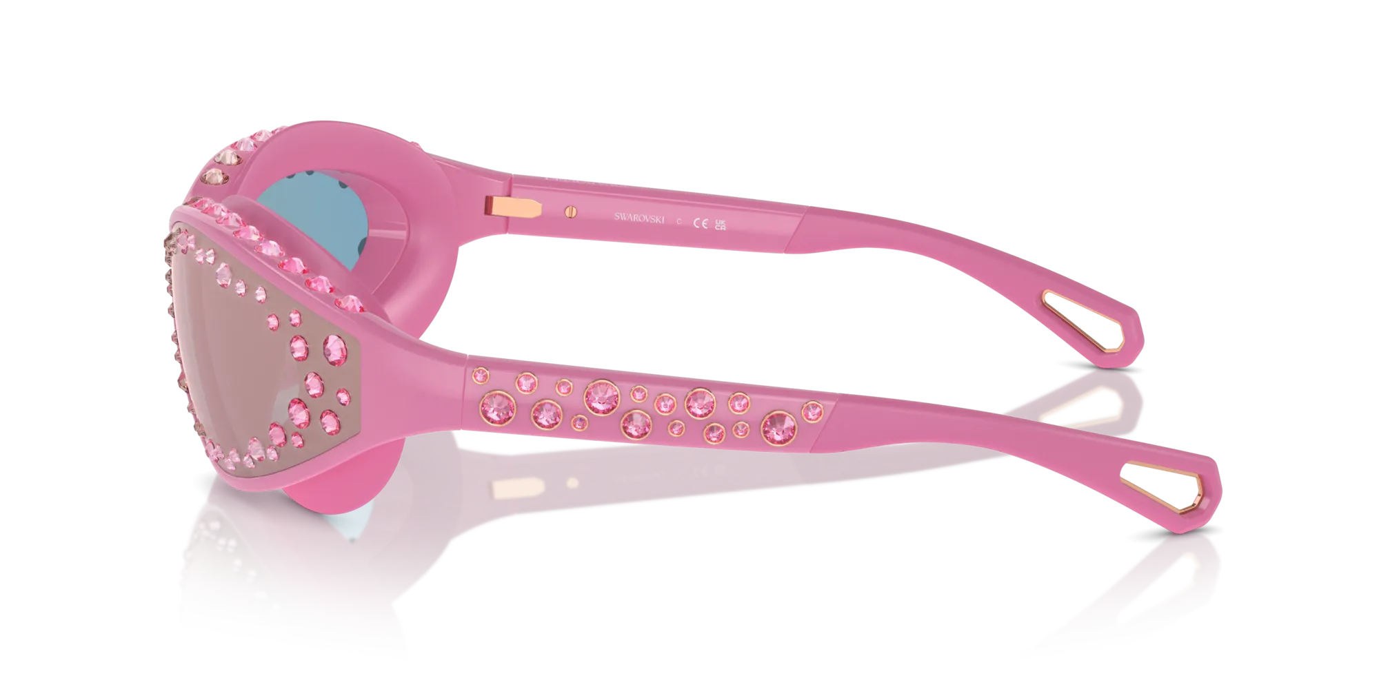 Swarovski SK6024 10531N Occhiali da sole Iniettato Rosa Blu Geometrica Specchiate Specchiato - immagine 4