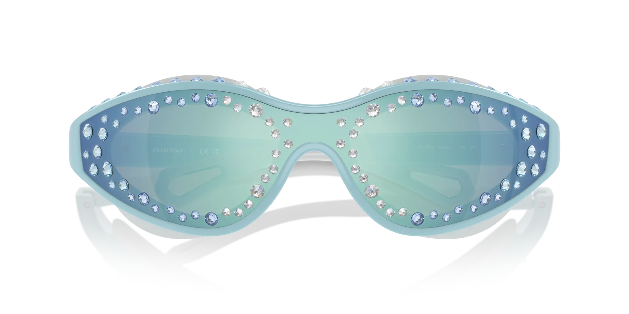 Swarovski SK6024 105255 Occhiali da sole Iniettato Blu Verde Geometrica Specchiate Specchiato - immagine 2