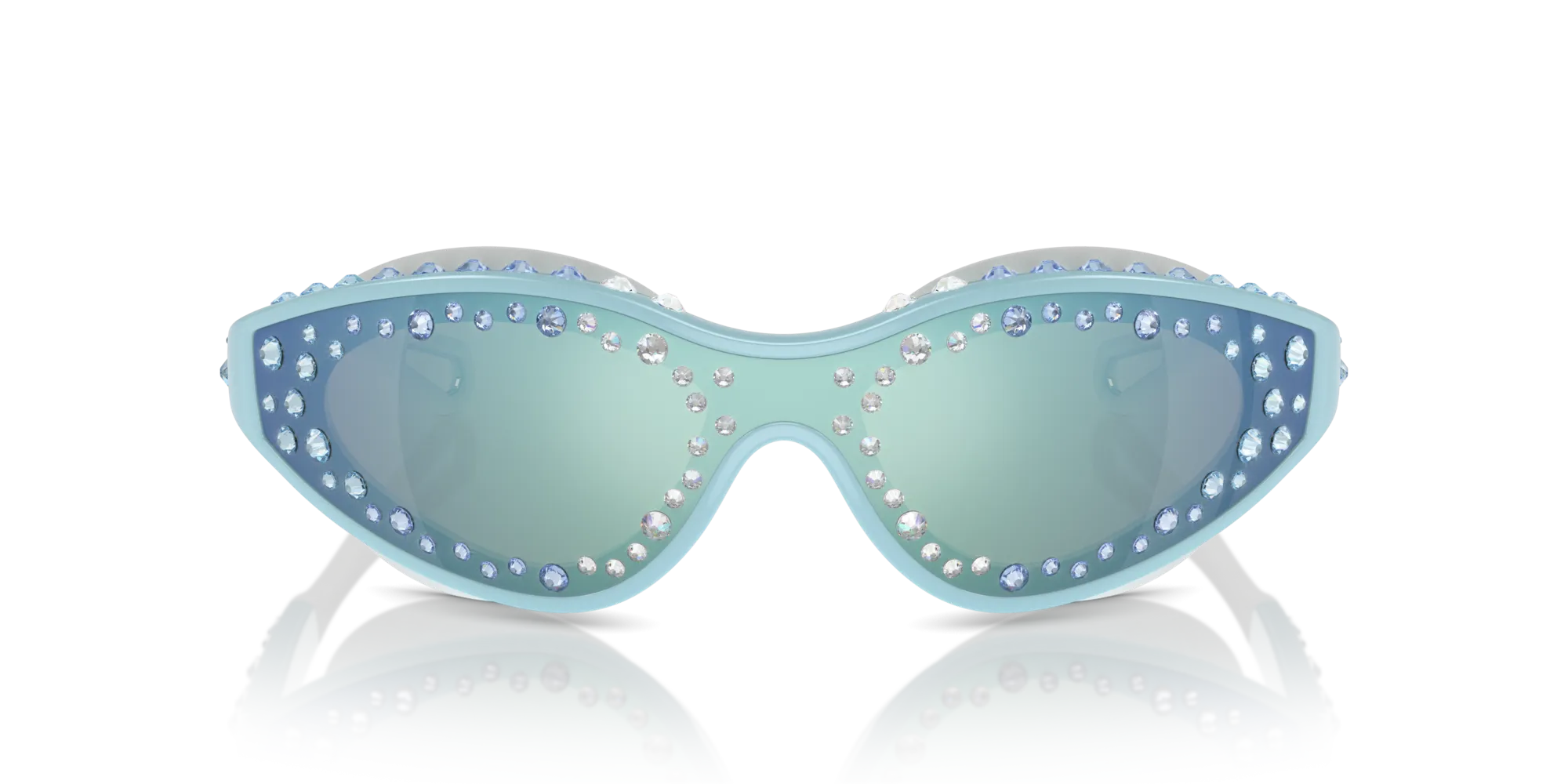 Swarovski SK6024 105255 Occhiali da sole Iniettato Blu Verde Geometrica Specchiate Specchiato - immagine 3