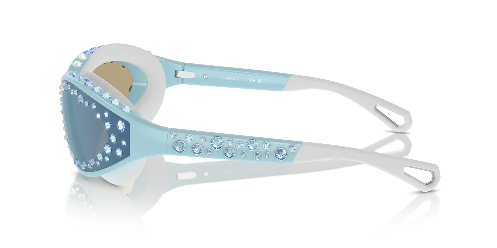 Swarovski SK6024 105255 Occhiali da sole Iniettato Blu Verde Geometrica Specchiate Specchiato - immagine 4