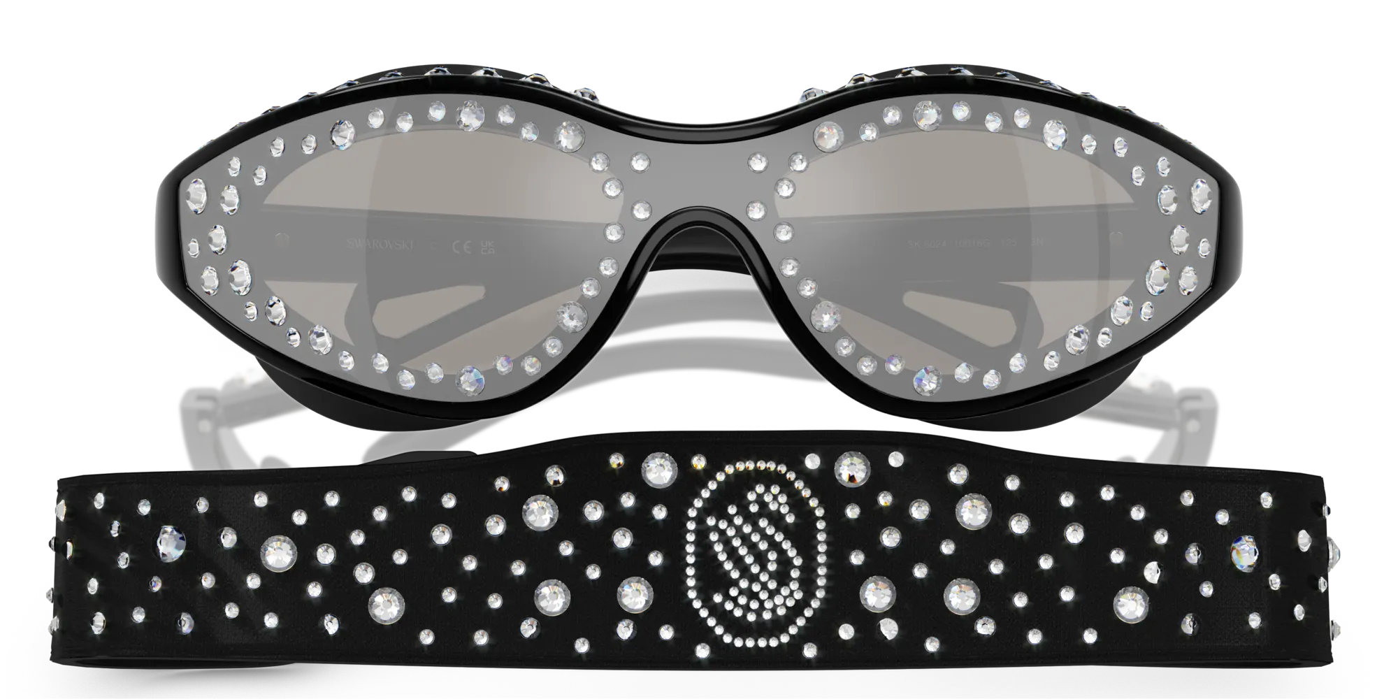 Swarovski SK6024 10016G Occhiali da sole Iniettato Nero Grigio Geometrica Specchiate Specchiato - immagine 2