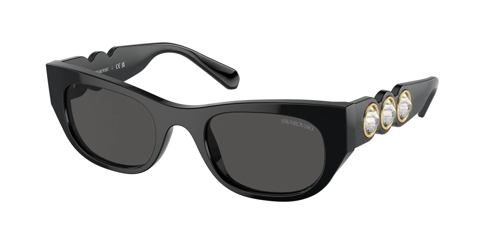 Swarovski SK6022 100187 Occhiali da sole Acetato Nero Grigio Pillow Normale - immagine 1