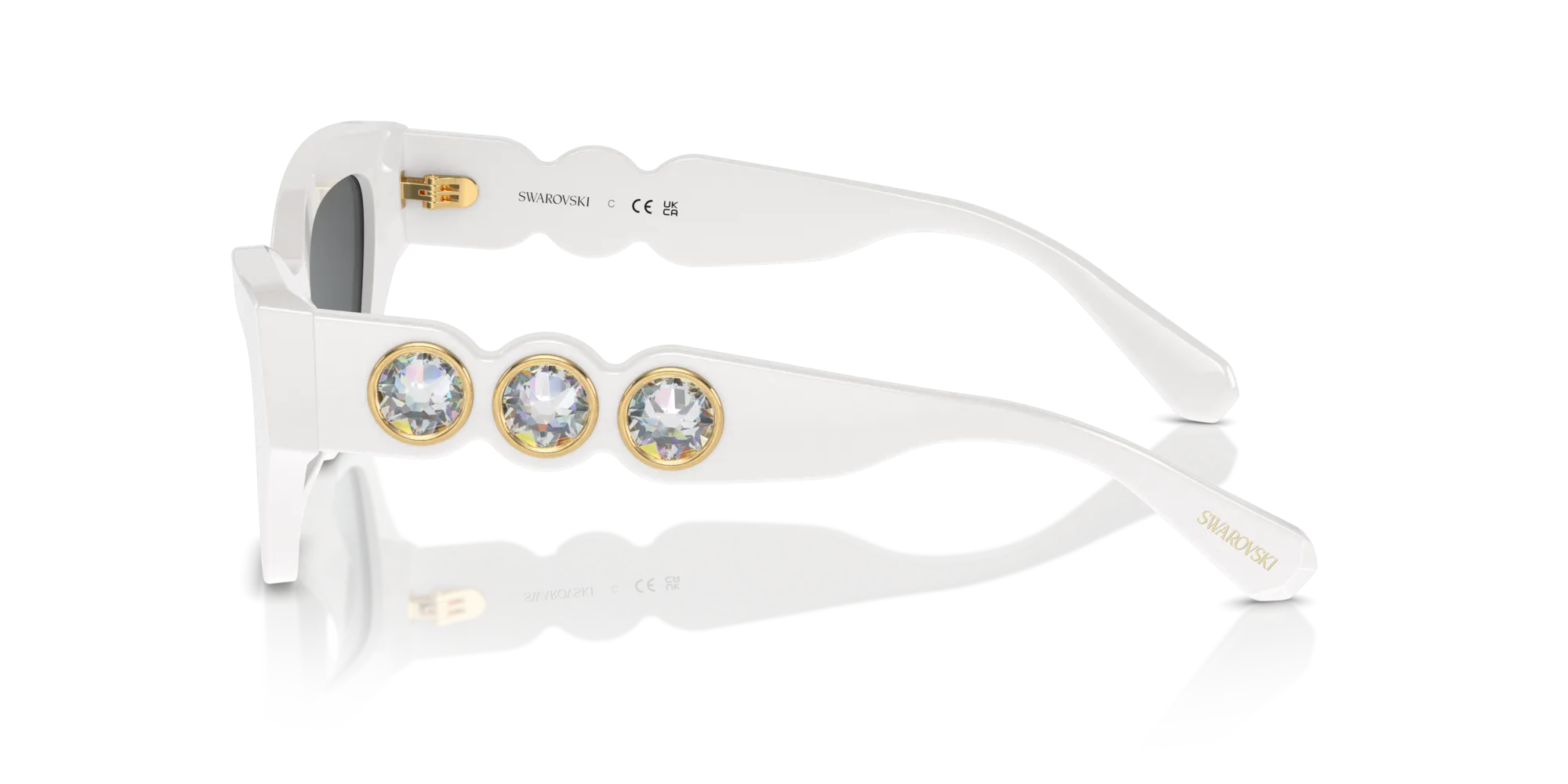 Swarovski SK6021 105087 Occhiali da sole Acetato Bianco Grigio Geometrica Normale - immagine 4