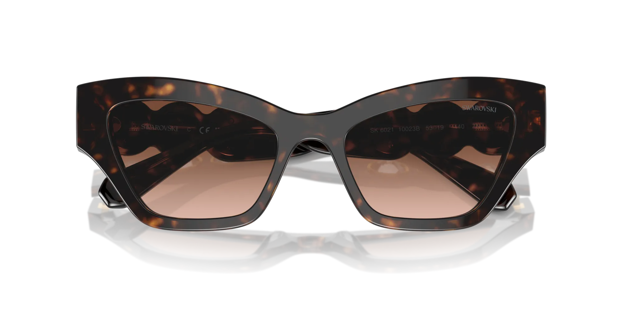 Swarovski SK6021 10023B Occhiali da sole Acetato Tartaruga Marrone Geometrica Normale Sfumato - immagine 2