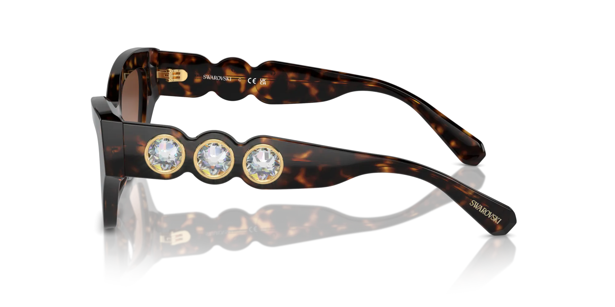 Swarovski SK6021 10023B Occhiali da sole Acetato Tartaruga Marrone Geometrica Normale Sfumato - immagine 4