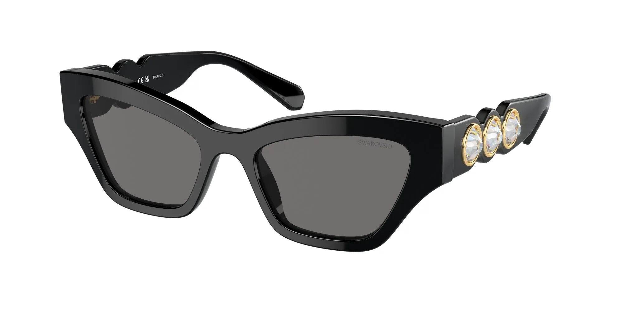Swarovski SK6021 100181 Occhiali da sole Acetato Nero Grigio Geometrica Polarizzata - immagine 1