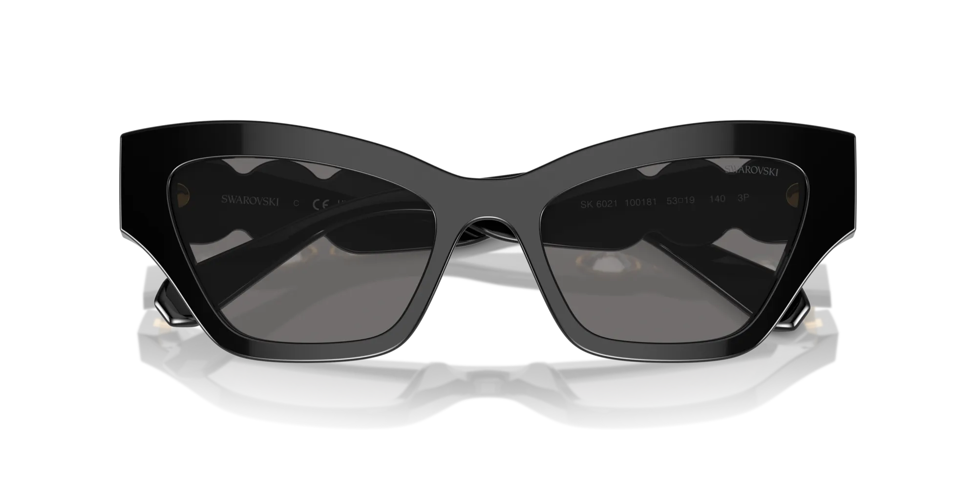 Swarovski SK6021 100181 Occhiali da sole Acetato Nero Grigio Geometrica Polarizzata - immagine 2