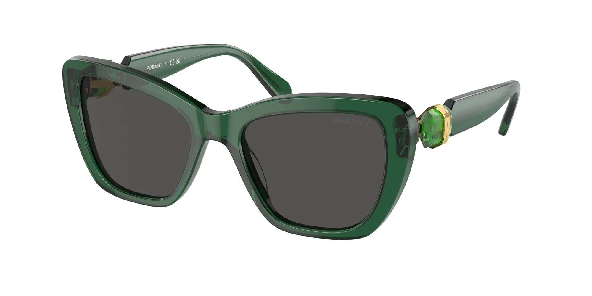 Swarovski SK6018 104587 Occhiali da sole Acetato Verde Grigio Cat Eye Normale - immagine 1