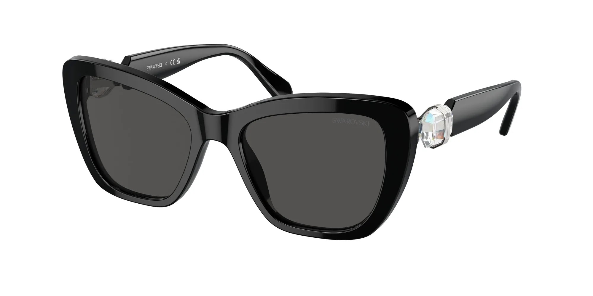 Swarovski SK6018 100187 Occhiali da sole Acetato Nero Grigio Cat Eye Normale - immagine 1