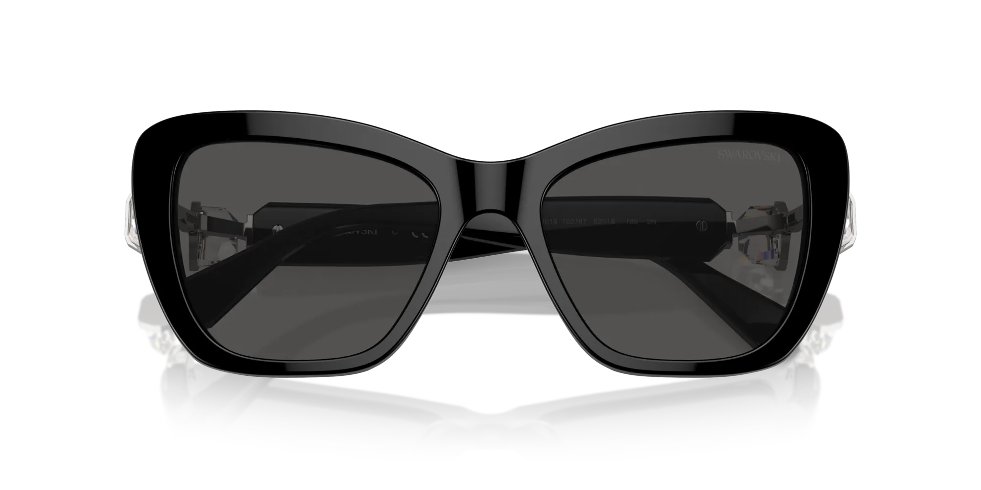 Swarovski SK6018 100187 Occhiali da sole Acetato Nero Grigio Cat Eye Normale - immagine 2