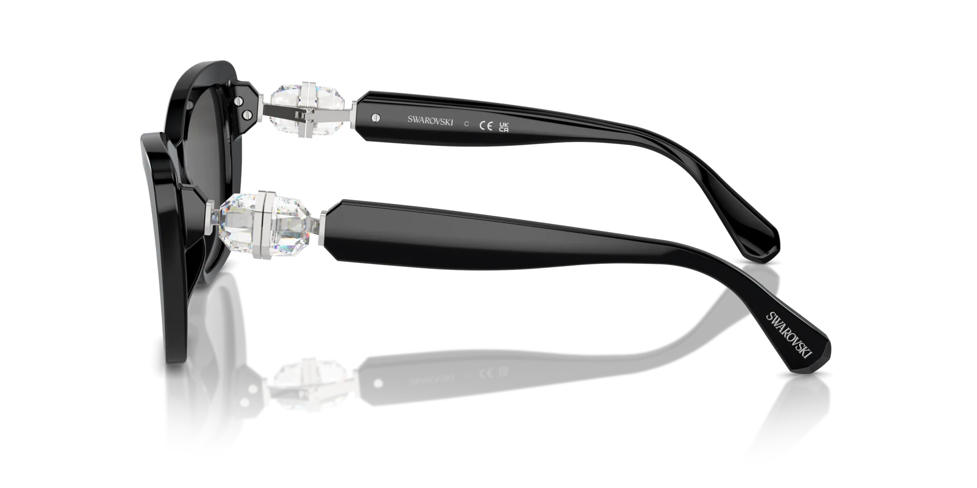 Swarovski SK6018 100187 Occhiali da sole Acetato Nero Grigio Cat Eye Normale - immagine 4
