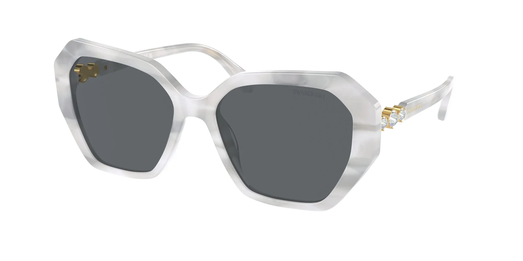 Swarovski SK6017 104287 Occhiali da sole Acetato Bianco Grigio Geometrica Normale - immagine 1