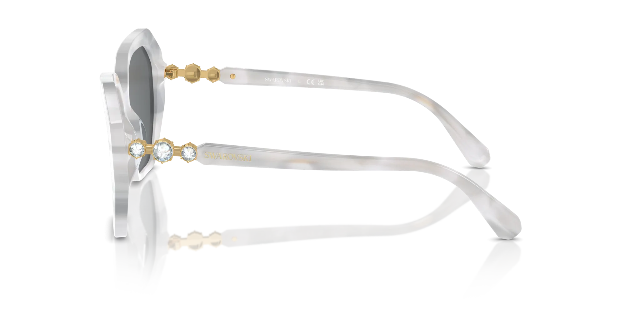Swarovski SK6017 104287 Occhiali da sole Acetato Bianco Grigio Geometrica Normale - immagine 4