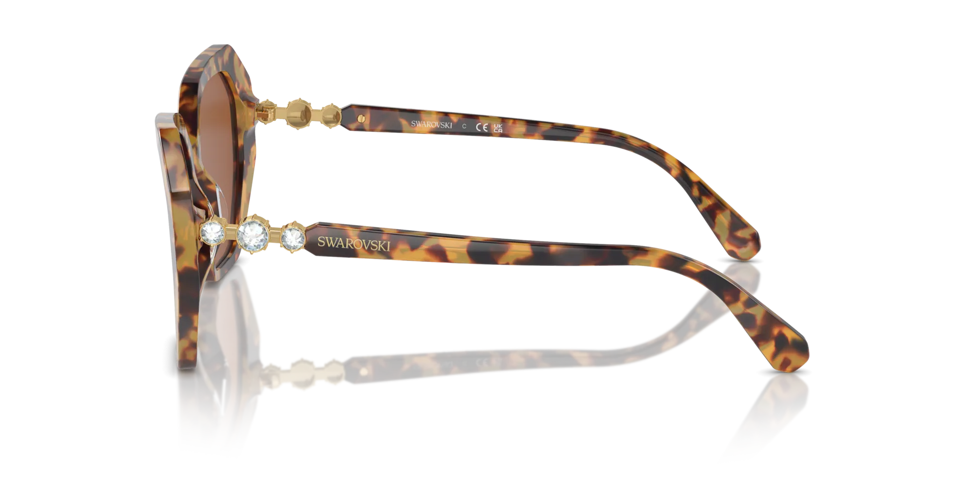 Swarovski SK6017 100473 Occhiali da sole Acetato Tartaruga Marrone Geometrica Normale - immagine 4