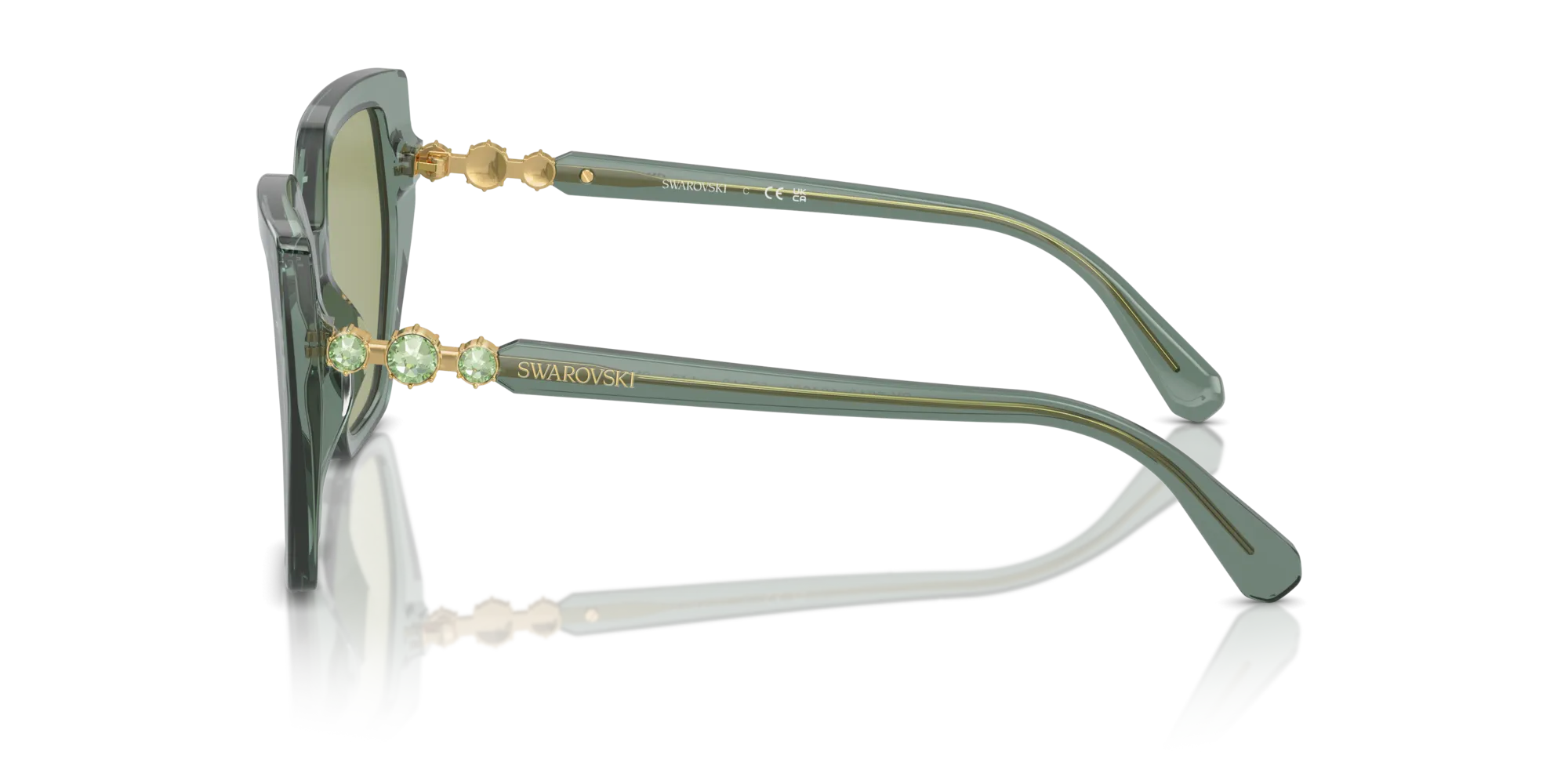 Swarovski SK6016 104382 Occhiali da sole Acetato Verde Verde Geometrica Normale - immagine 4