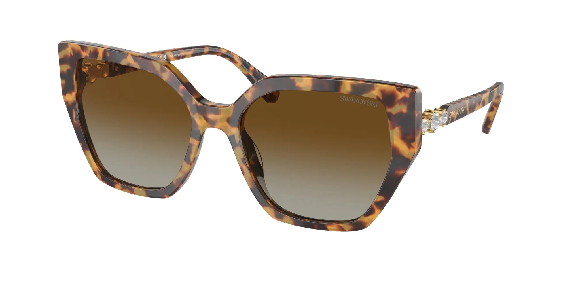 Swarovski SK6016 1004T5 Occhiali da sole Acetato Tartaruga Marrone Geometrica Polarizzata Sfumato - immagine 1
