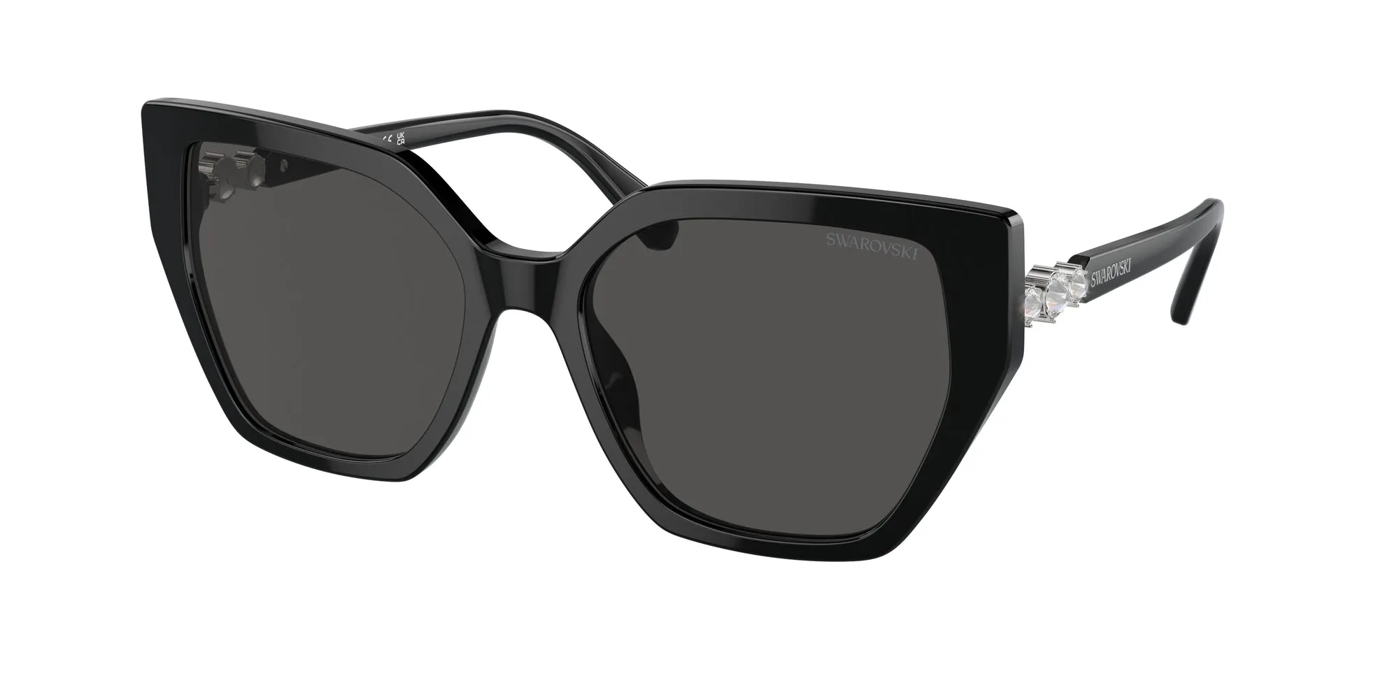 Swarovski SK6016 100187 Occhiali da sole Acetato Nero Grigio Geometrica Normale - immagine 1