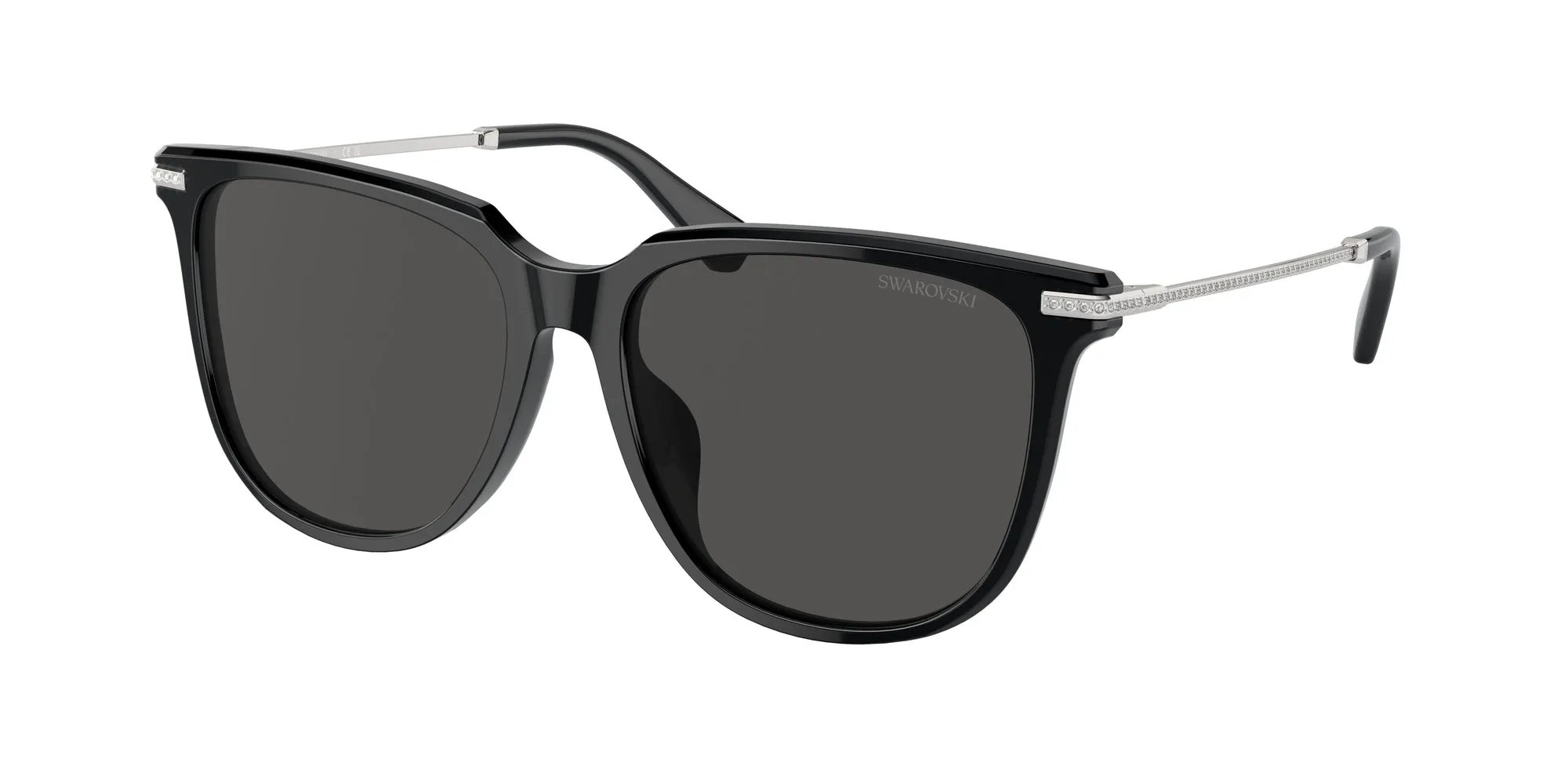 Swarovski SK6015D 100187 Occhiali da sole Acetato Nero Grigio Squadrata Normale - immagine 1