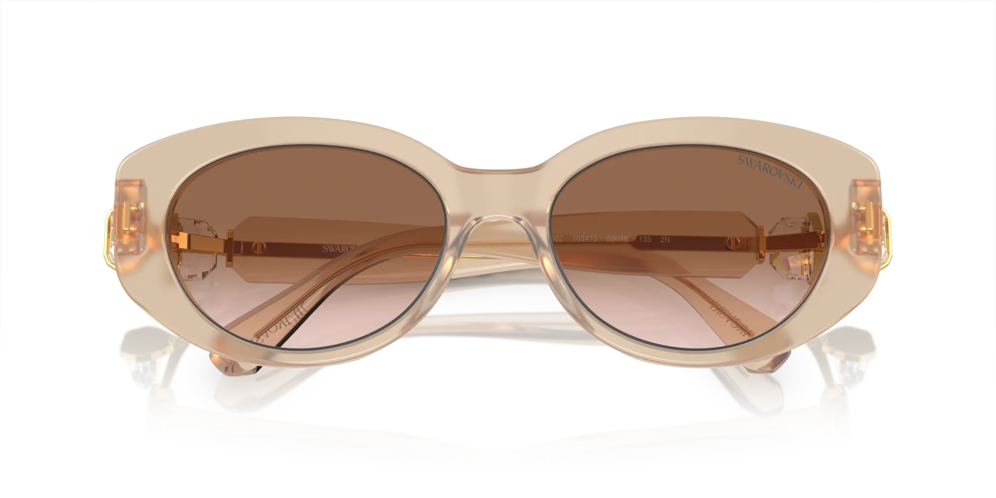 Swarovski SK6002 103413 Occhiali da sole Acetato Marrone Marrone Rotonda Normale Sfumato - immagine 2