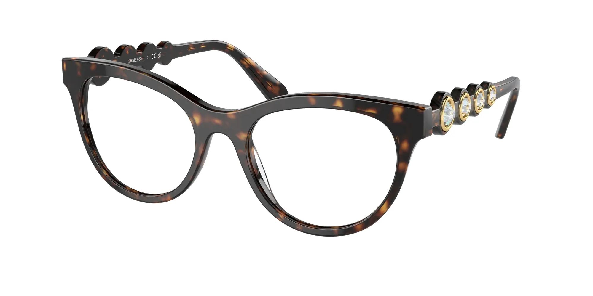 Swarovski SK2025 1002 Montature da vista Acetato Marrone Trasparente Rotonda Normale - immagine 1