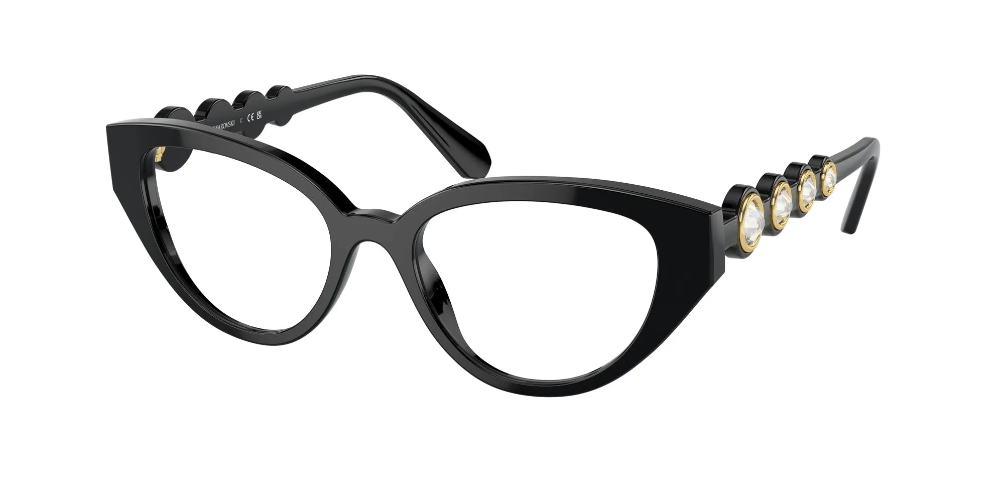 Swarovski SK2024 1001 Montature da vista Acetato Nero Trasparente Geometrica Normale - immagine 1