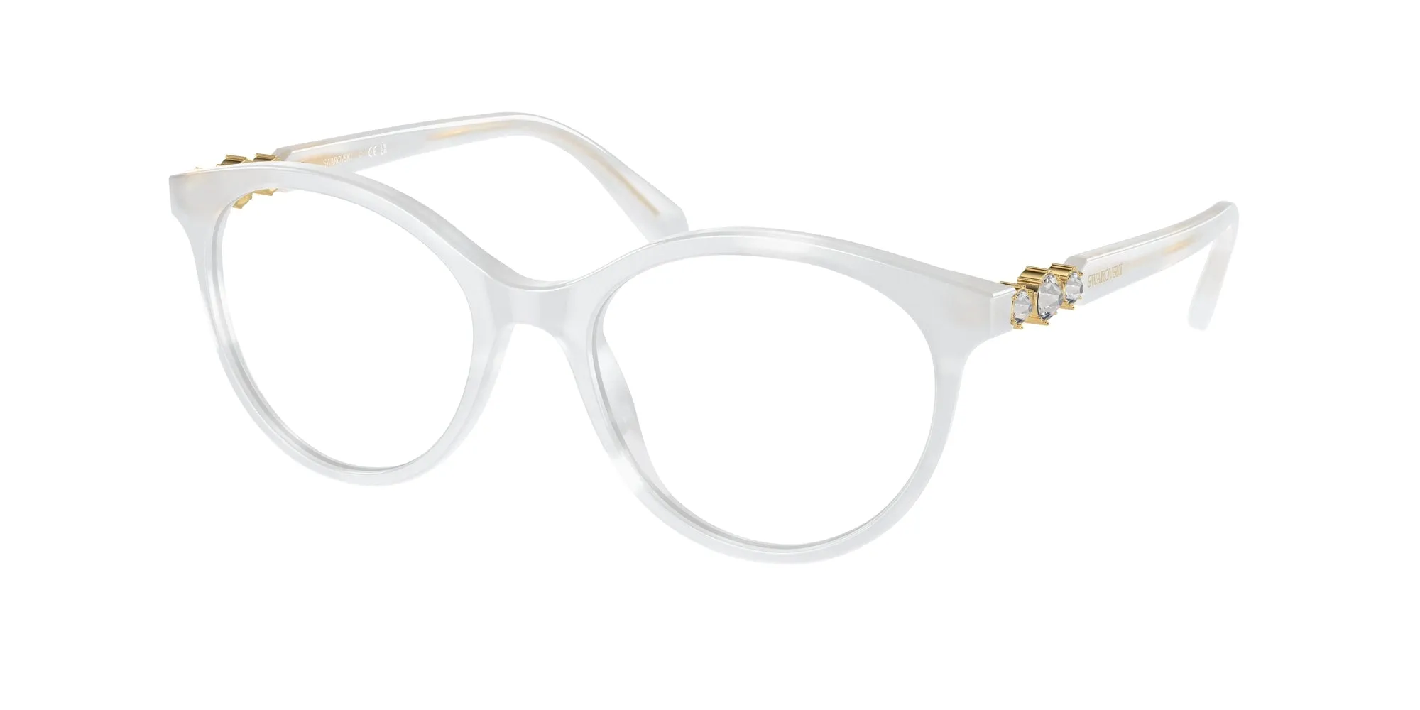 Swarovski SK2019 1042 Montature da vista Acetato Bianco Trasparente Rotonda Normale - immagine 1
