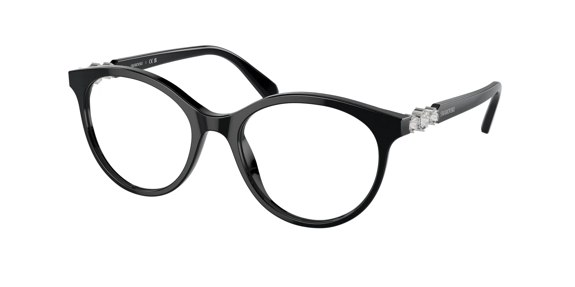Swarovski SK2019 1001 Montature da vista Acetato Nero Trasparente Rotonda Normale - immagine 1