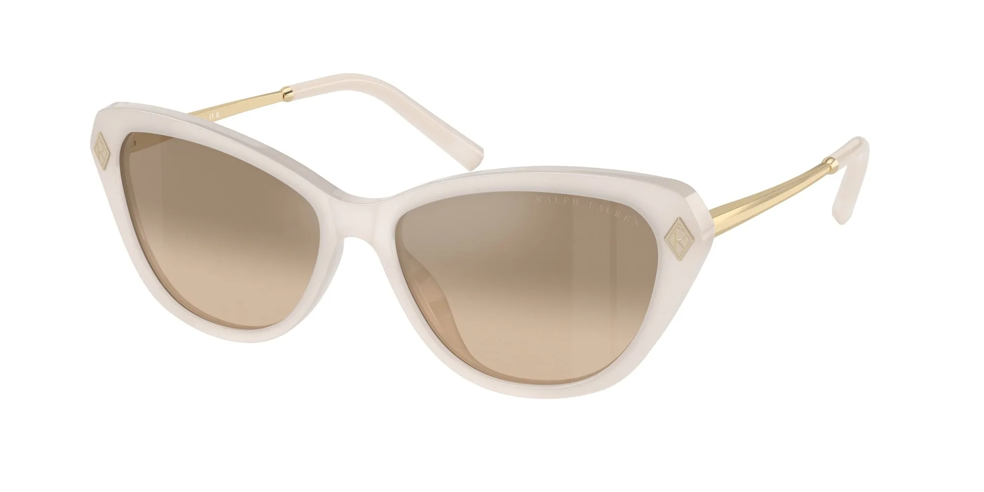 Ralph Lauren RL8224U THE ELLA 61826Y Occhiali da sole Acetato Bianco Marrone Cat Eye Normale Sfumato - immagine 1