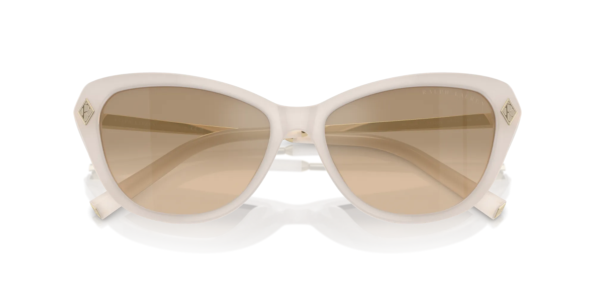 Ralph Lauren RL8224U THE ELLA 61826Y Occhiali da sole Acetato Bianco Marrone Cat Eye Normale Sfumato - immagine 2