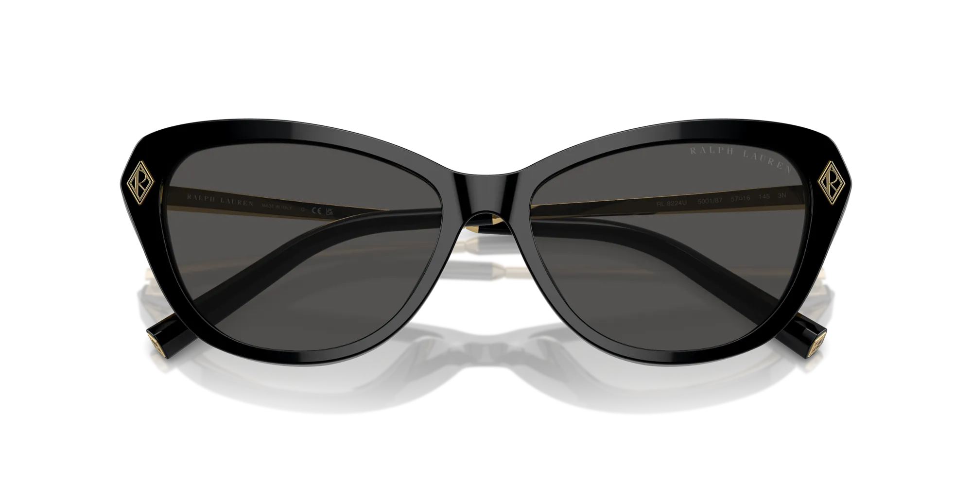 Ralph Lauren RL8224U THE ELLA 500187 Occhiali da sole Acetato Nero Grigio Cat Eye Normale - immagine 2