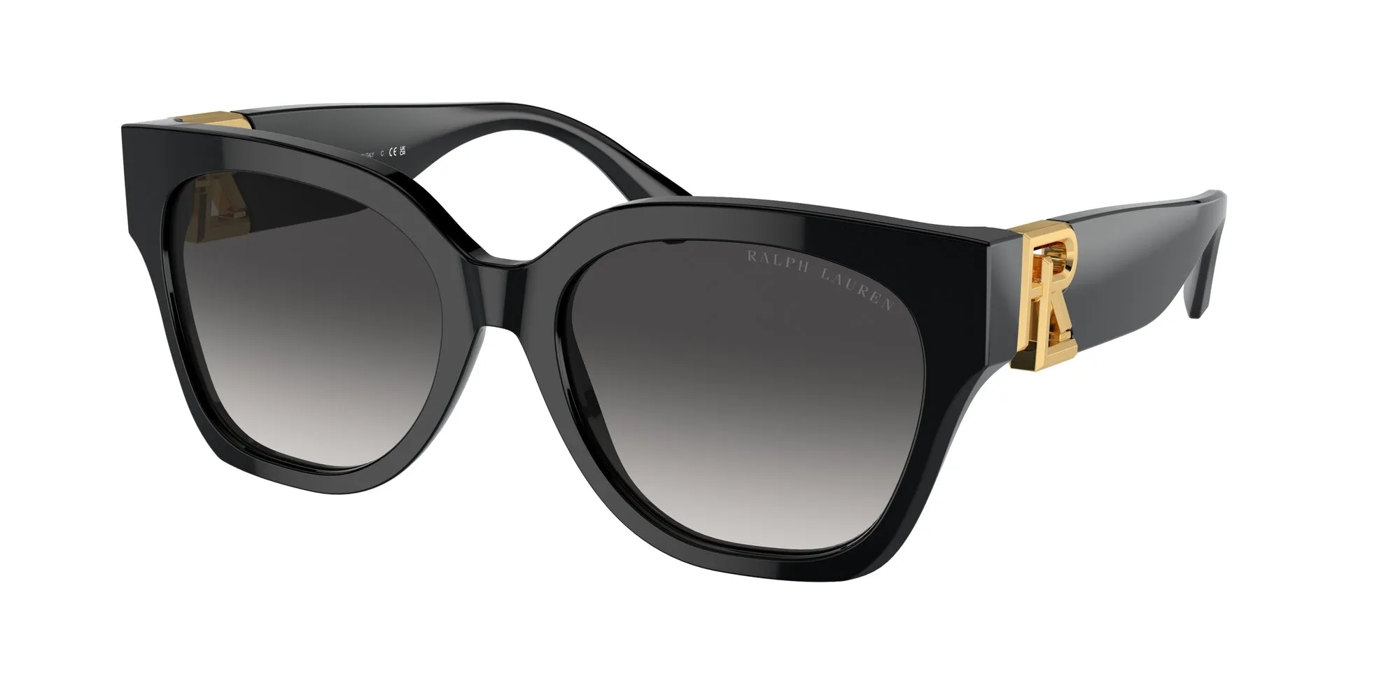 Ralph Lauren RL8221 THE OVERSZED RICKY 50018G Occhiali da sole Acetato Nero Grigio Farfalla Normale Sfumato - immagine 1