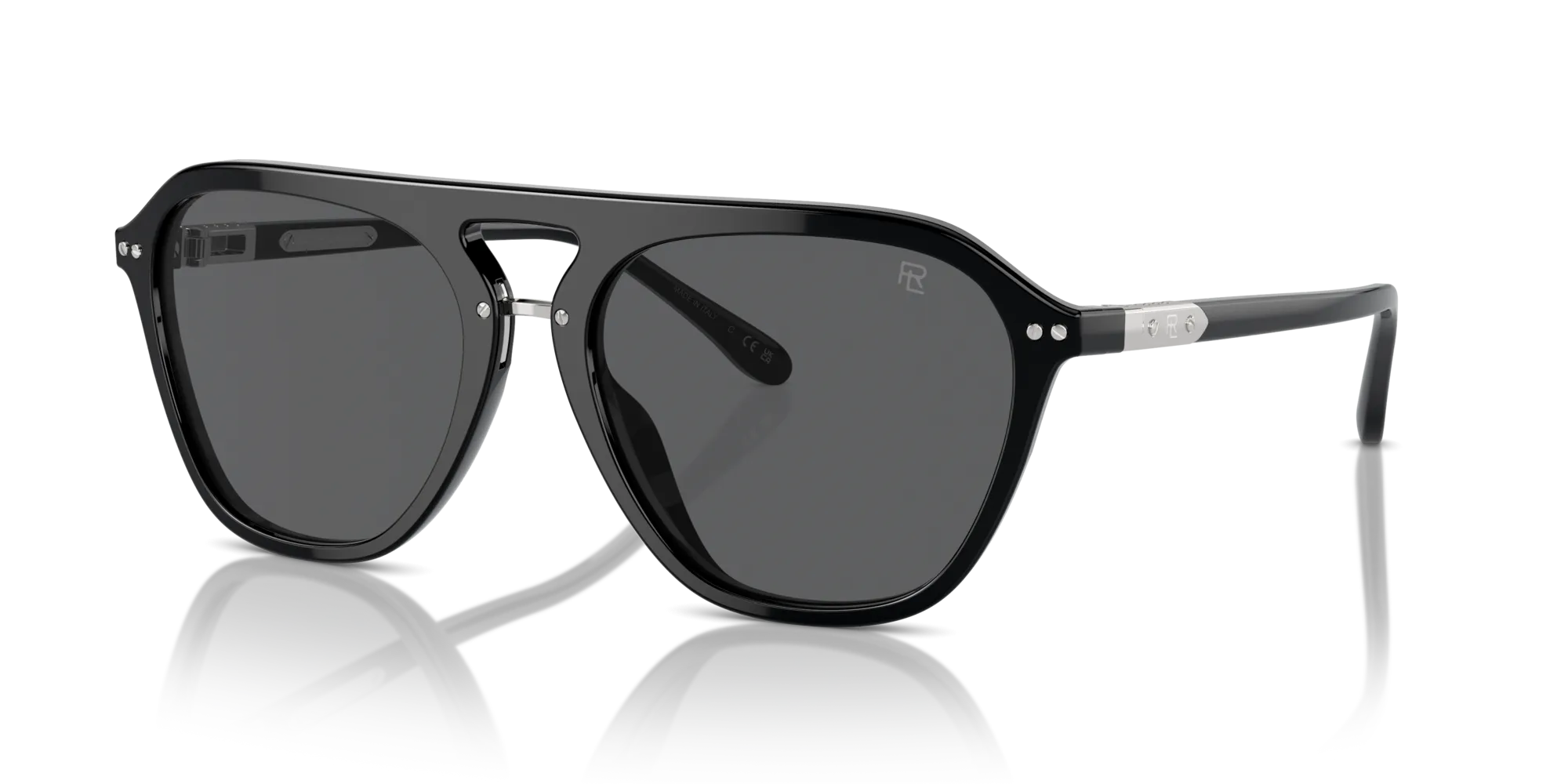Ralph Lauren RL8219U THE HUGH 5001B1 Occhiali da sole Acetato Nero Grigio Squadrata Normale - immagine 4