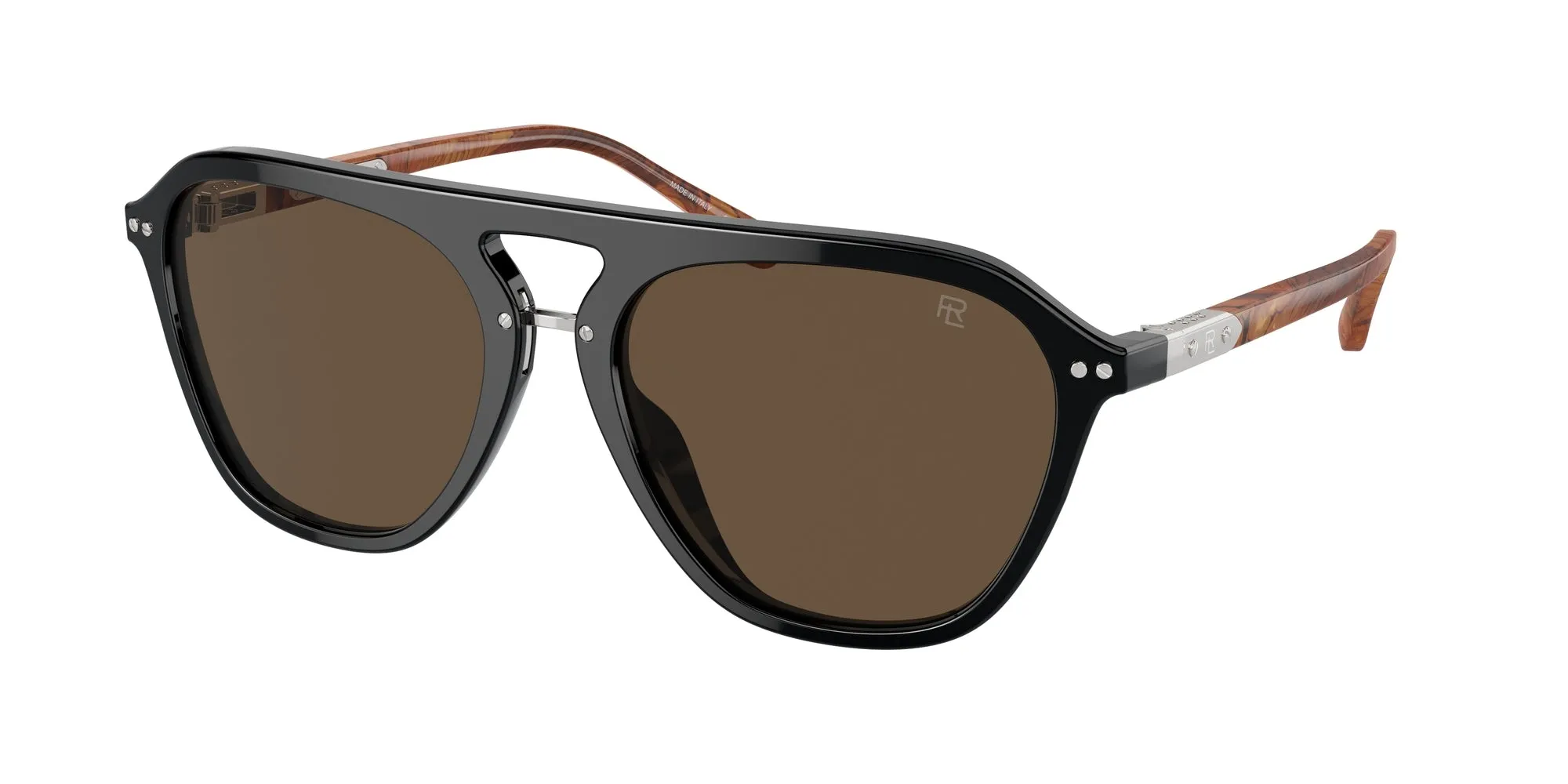 Ralph Lauren RL8219U THE HUGH 500153 Occhiali da sole Acetato Nero Marrone Squadrata Normale - immagine 1