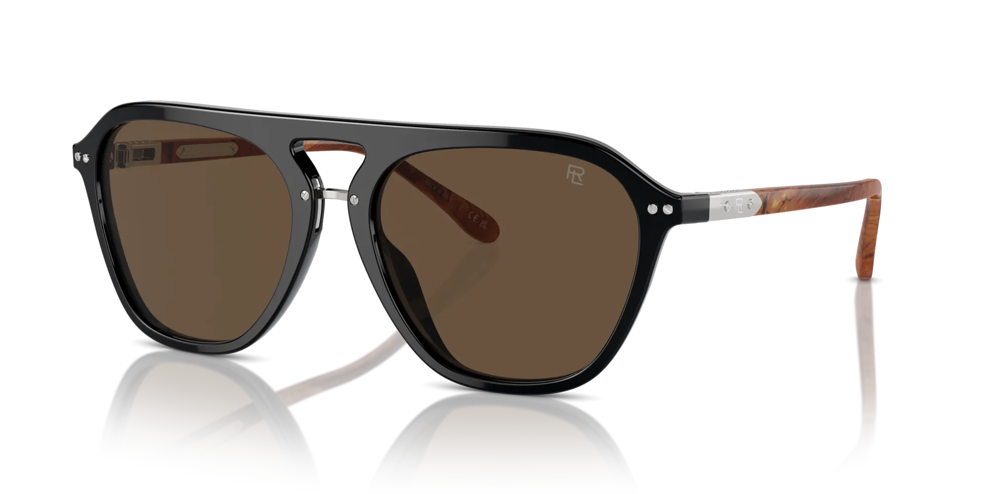 Ralph Lauren RL8219U THE HUGH 500153 Occhiali da sole Acetato Nero Marrone Squadrata Normale - immagine 4