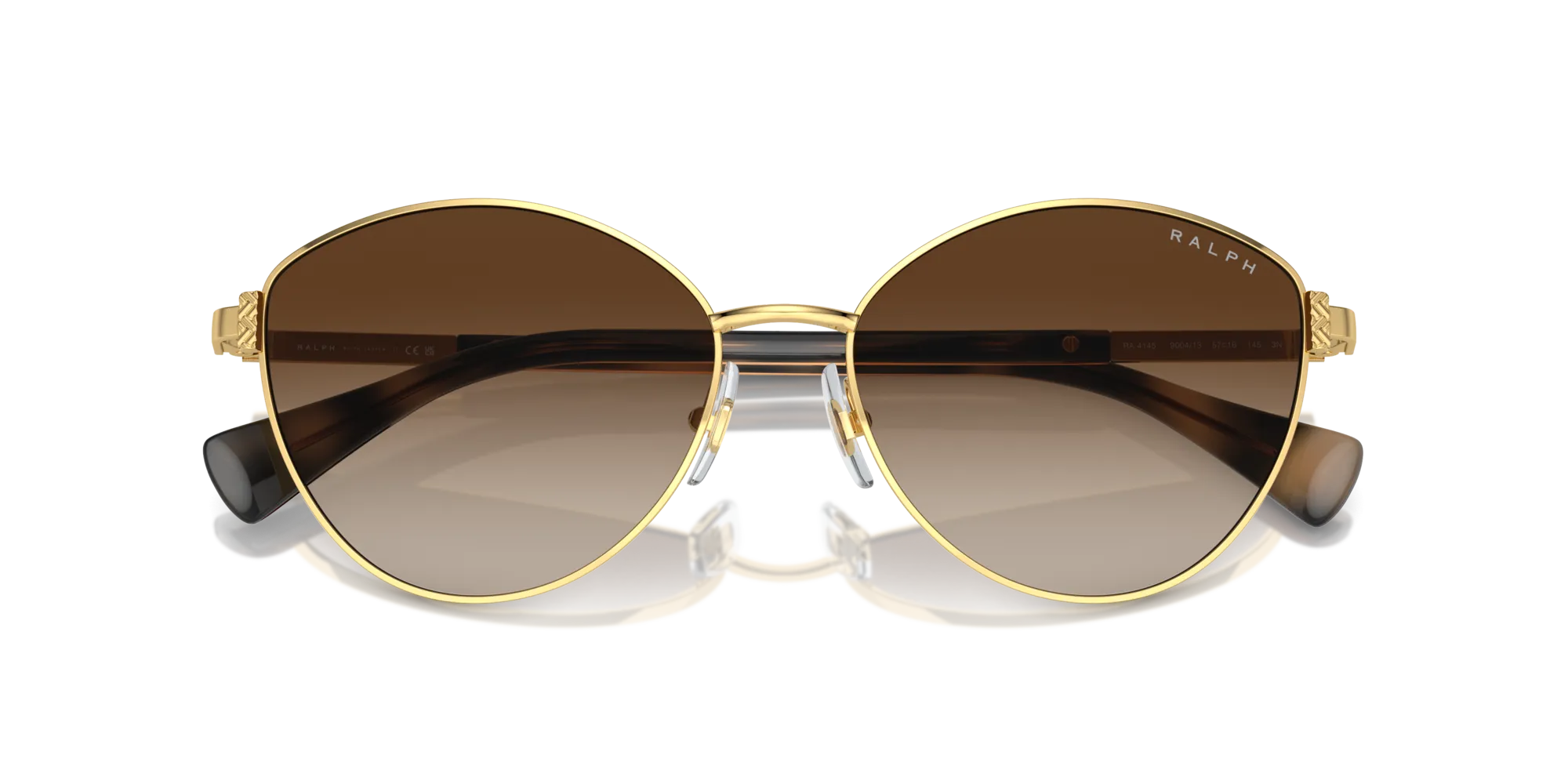 Ralph Lauren RA4145 900413 Occhiali da sole Metallo Oro Marrone Cat Eye Normale Sfumato - immagine 2