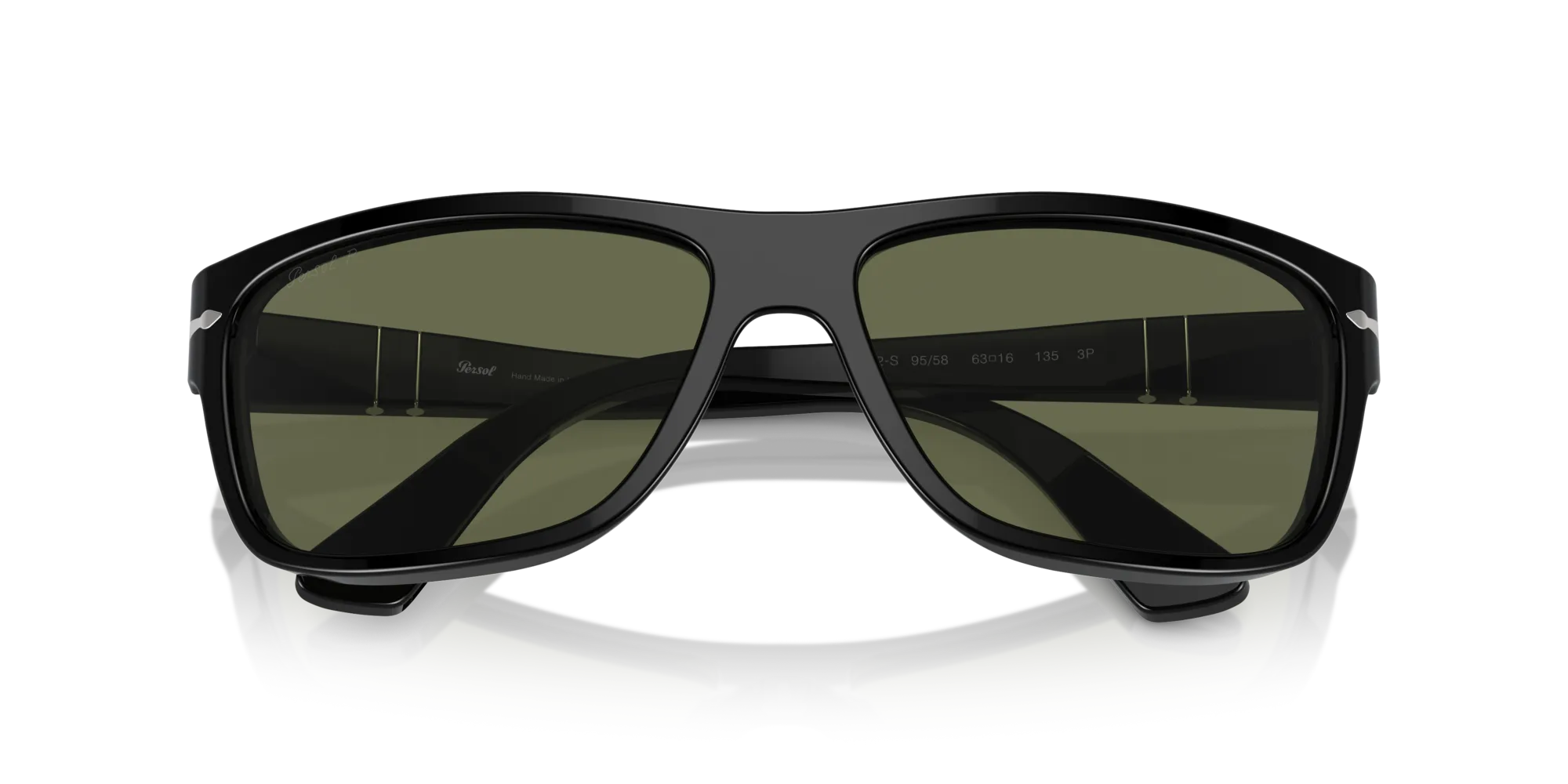 Persol PO3342S 95/58 Occhiali da sole Acetato Nero Verde Squadrata Polarizzata - immagine 2