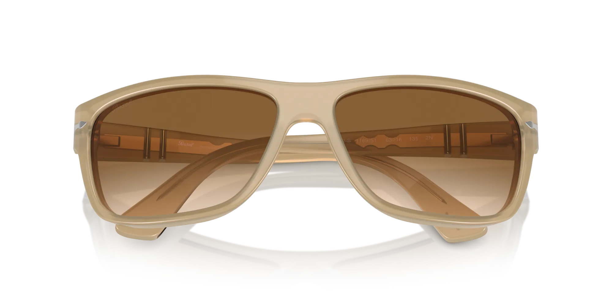Persol PO3342S 116951 Occhiali da sole Acetato Marrone Marrone Squadrata Normale Sfumato - immagine 2