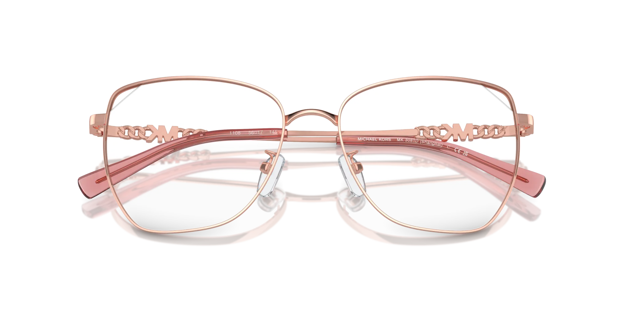 Michael Kors MK3081D SHANGHAI 1108 Montature da vista Metallo Oro Trasparente Cat Eye Normale - immagine 2