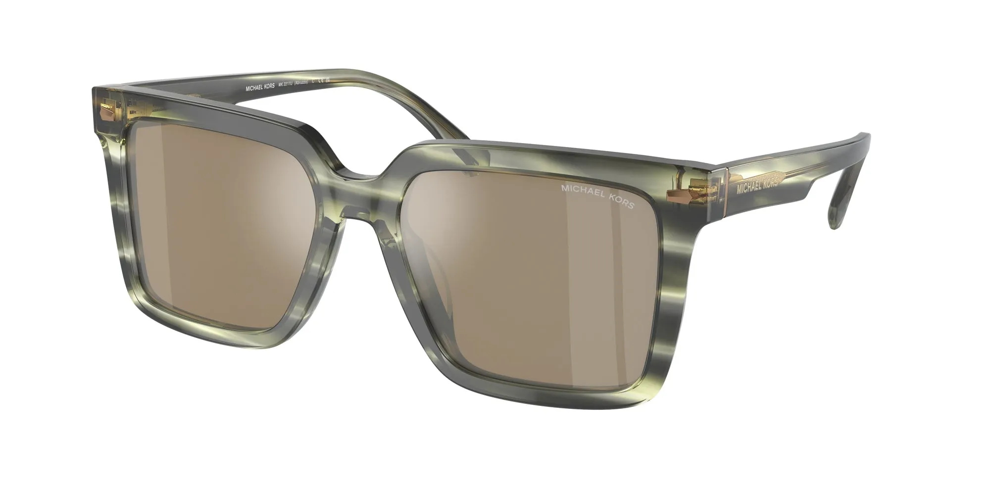Michael Kors MK2217U ABRUZZO 39787I Occhiali da sole Acetato Verde Verde Squadrata Normale Specchiato - immagine 1