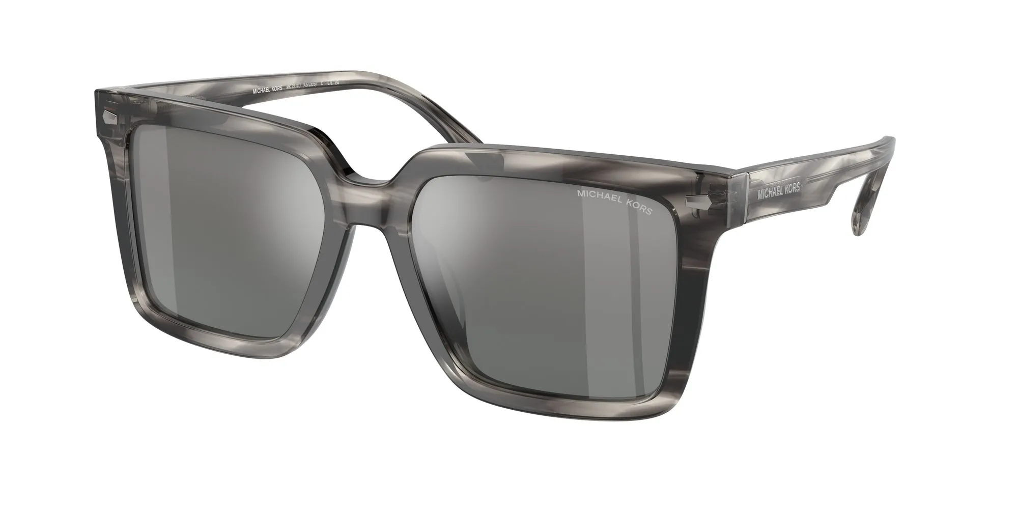 Michael Kors MK2217U ABRUZZO 396688 Occhiali da sole Acetato Nero Grigio Squadrata Normale Specchiato - immagine 1