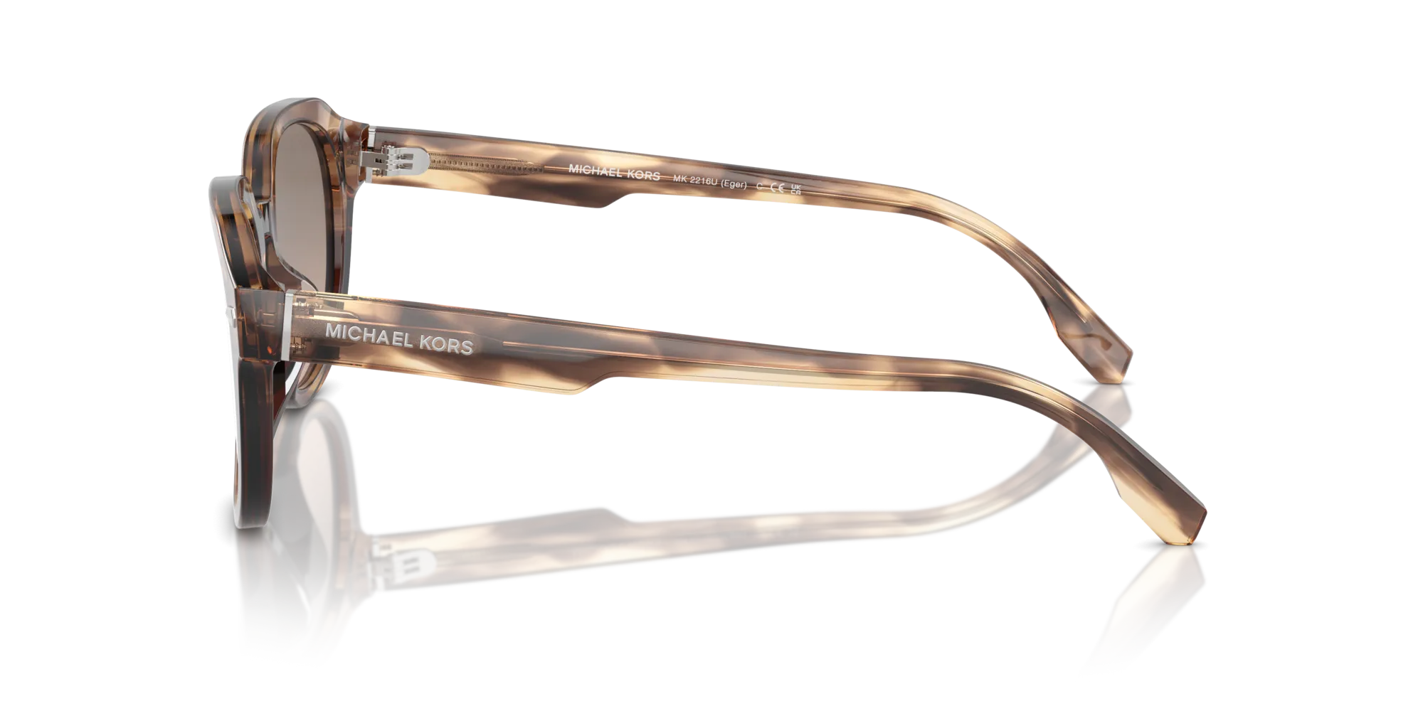 Michael Kors MK2216U EGER 39776I Occhiali da sole Acetato Marrone Marrone Rotonda Normale Specchiato - immagine 4