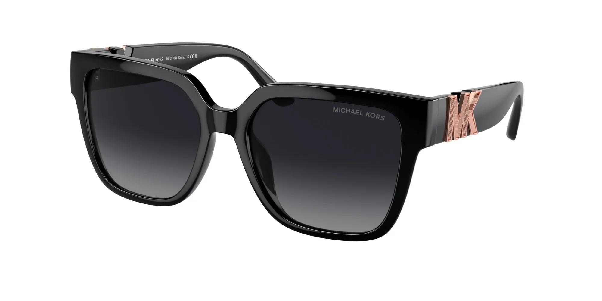 Michael Kors MK2170U KARLIE 3005T3 Occhiali da sole Iniettato Nero Grigio Squadrata Polarizzata Sfumato - immagine 1