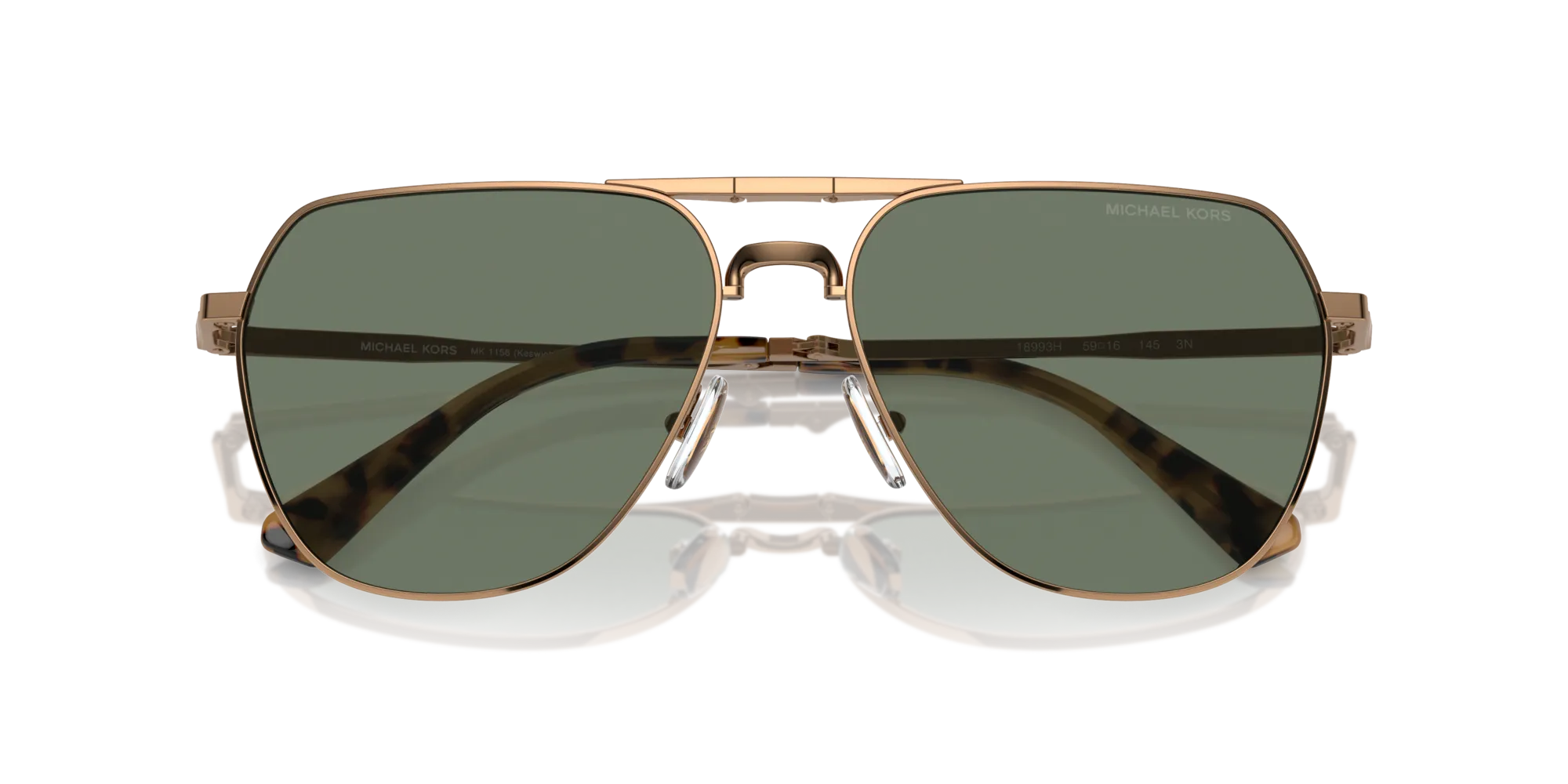 Michael Kors MK1156 KESWICK 18993H Occhiali da sole Metallo Oro Verde Pilot Normale - immagine 2