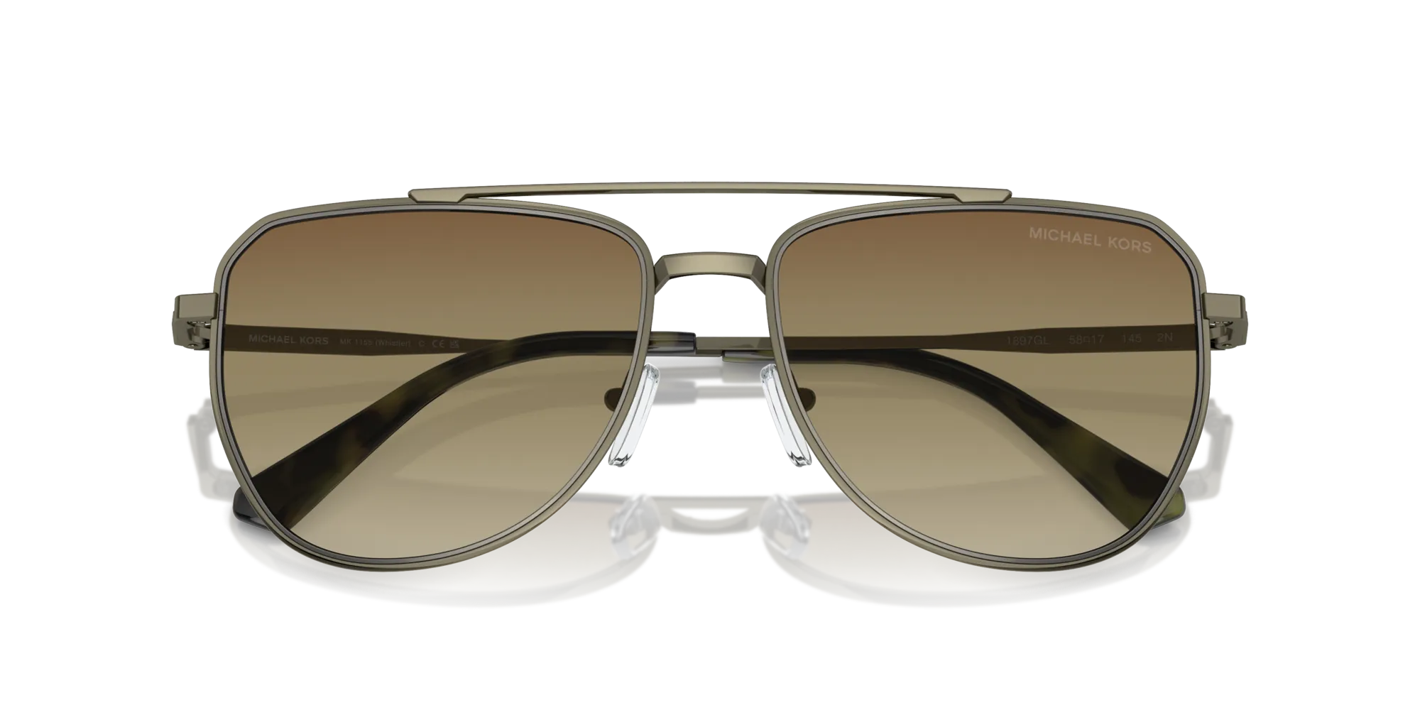 Michael Kors MK1155 WHISTLER 1897GL Occhiali da sole Metallo Verde Marrone Pilot Normale Sfumato - immagine 2