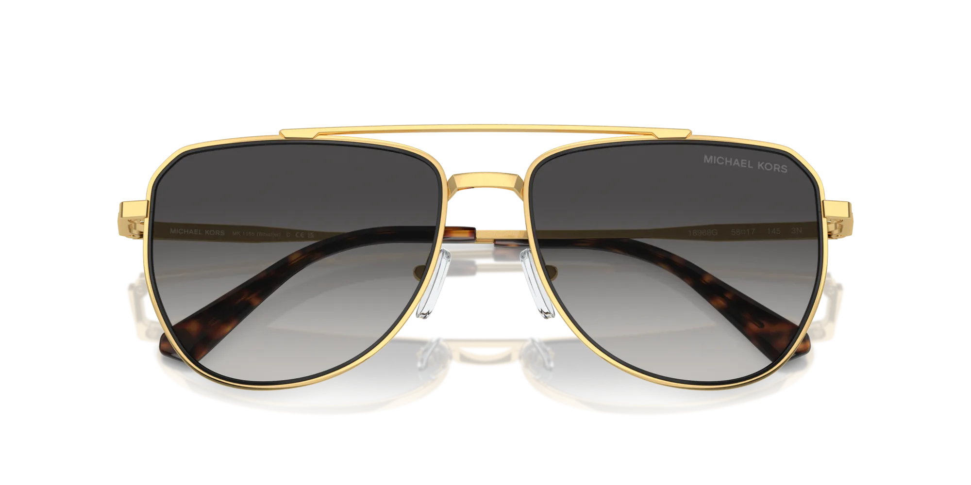 Michael Kors MK1155 WHISTLER 18968G Occhiali da sole Metallo Oro Grigio Pilot Normale Sfumato - immagine 2