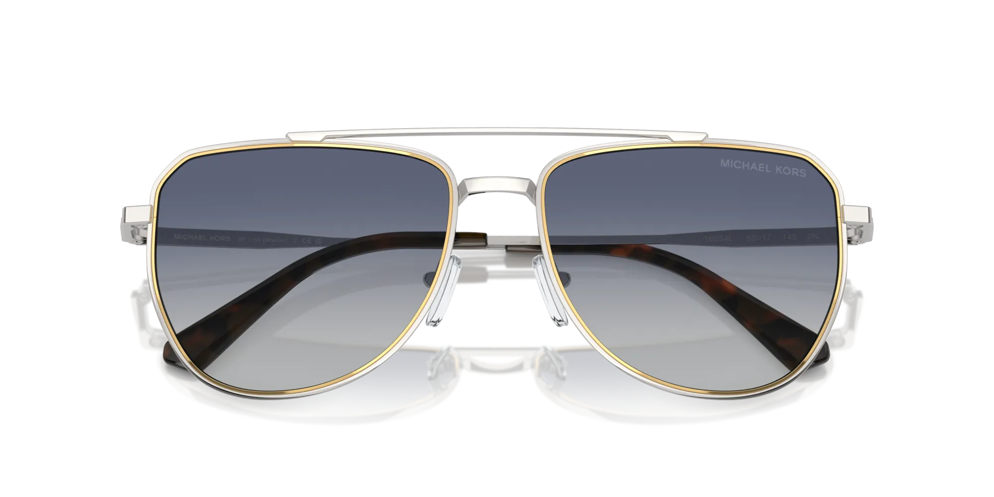 Michael Kors MK1155 WHISTLER 18934L Occhiali da sole Metallo Argento Blu Pilot Normale Sfumato - immagine 2