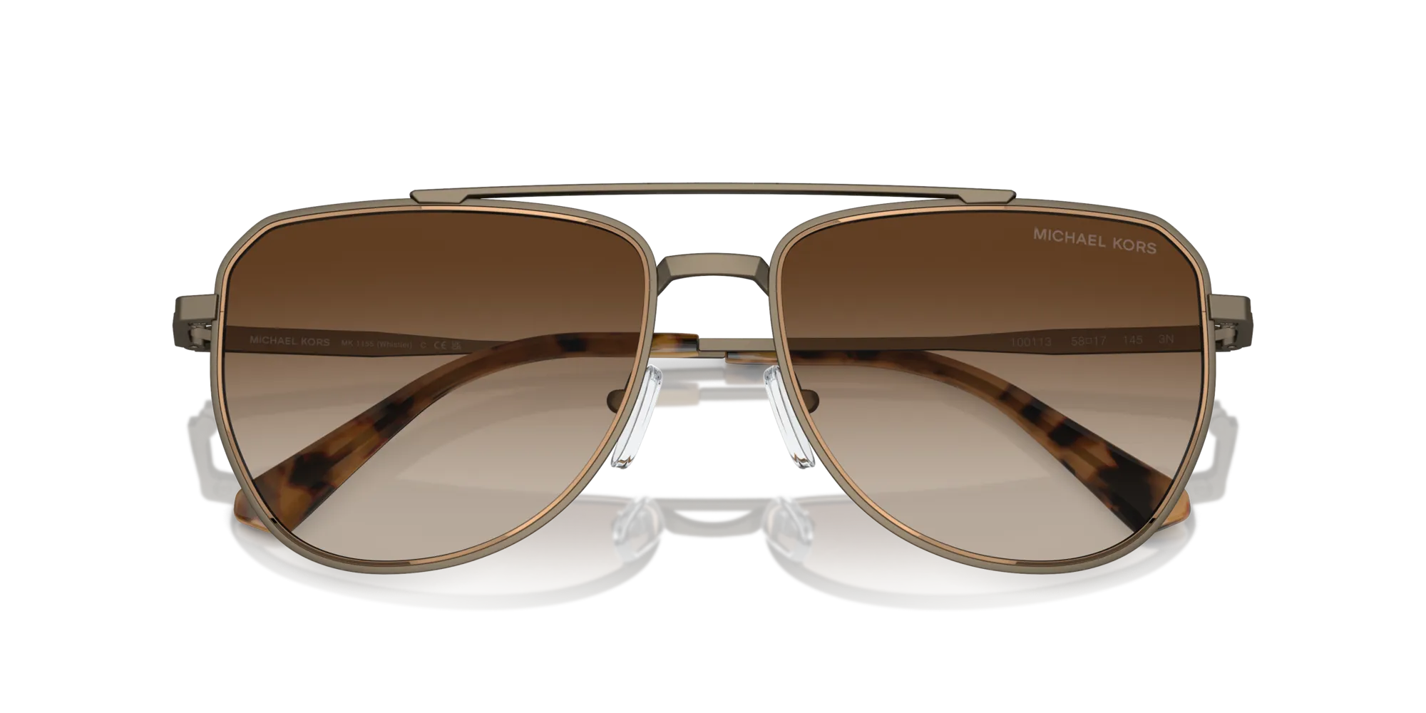 Michael Kors MK1155 WHISTLER 100113 Occhiali da sole Metallo Grigio Marrone Pilot Normale Sfumato - immagine 2